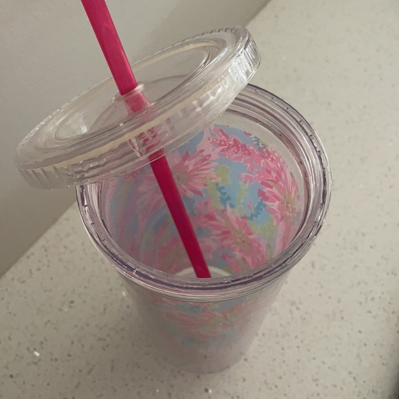 Lilly Pulitzer Cold Tumbler Cup Blue and Pink - Picture 4 of 4